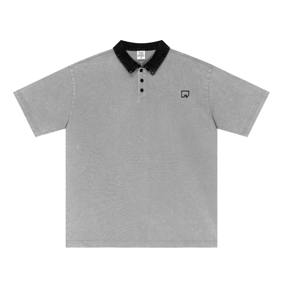 285GSM Unisex Vintage-Washed Unisex  100% Cotton Twill Polo T-Shirt Medium Grey Black