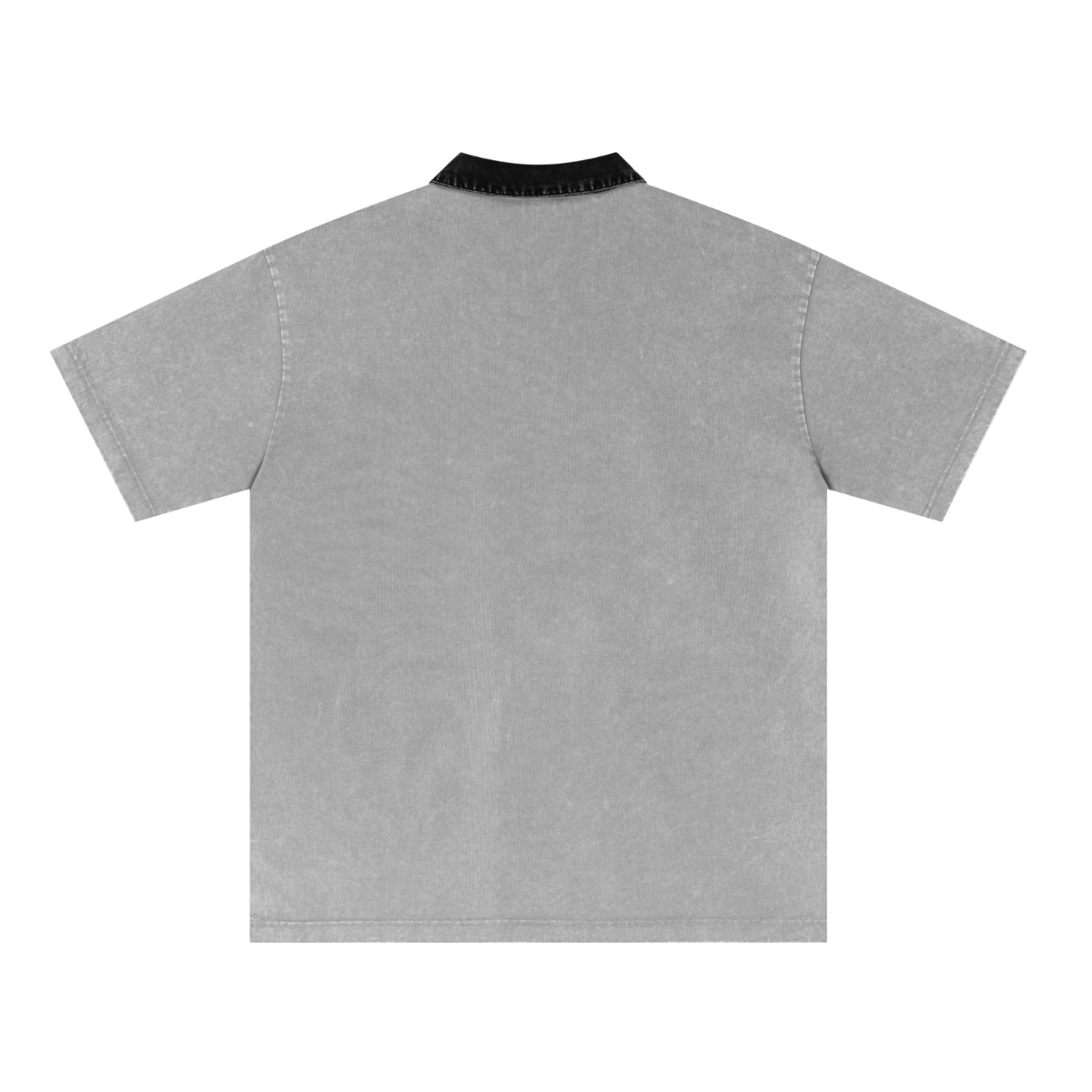 285GSM Unisex Vintage-Washed Unisex  100% Cotton Twill Polo T-Shirt Medium Grey Black