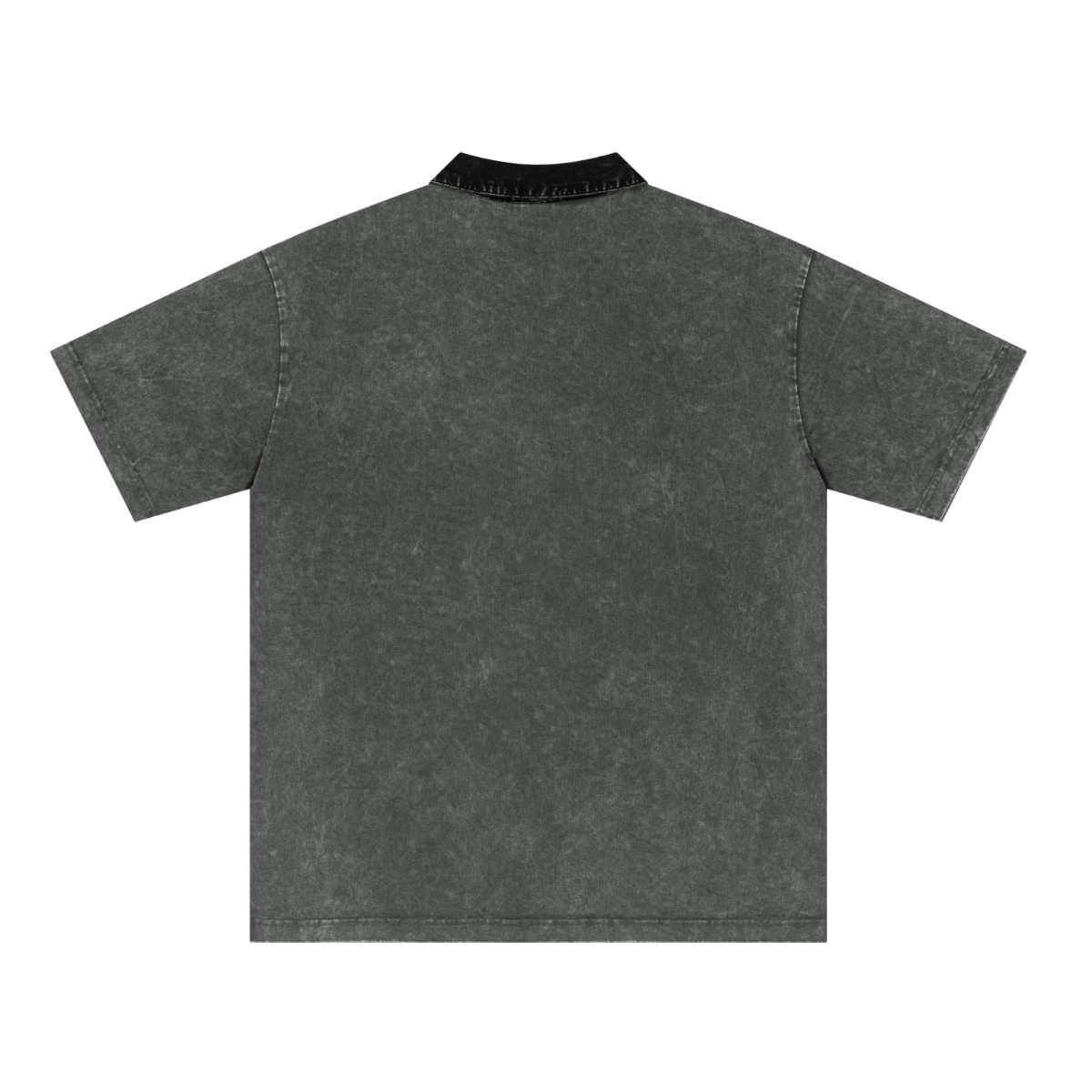 285GSM Unisex Vintage-Washed Unisex  100% Cotton Twill Polo T-Shirt Dark Grey Black